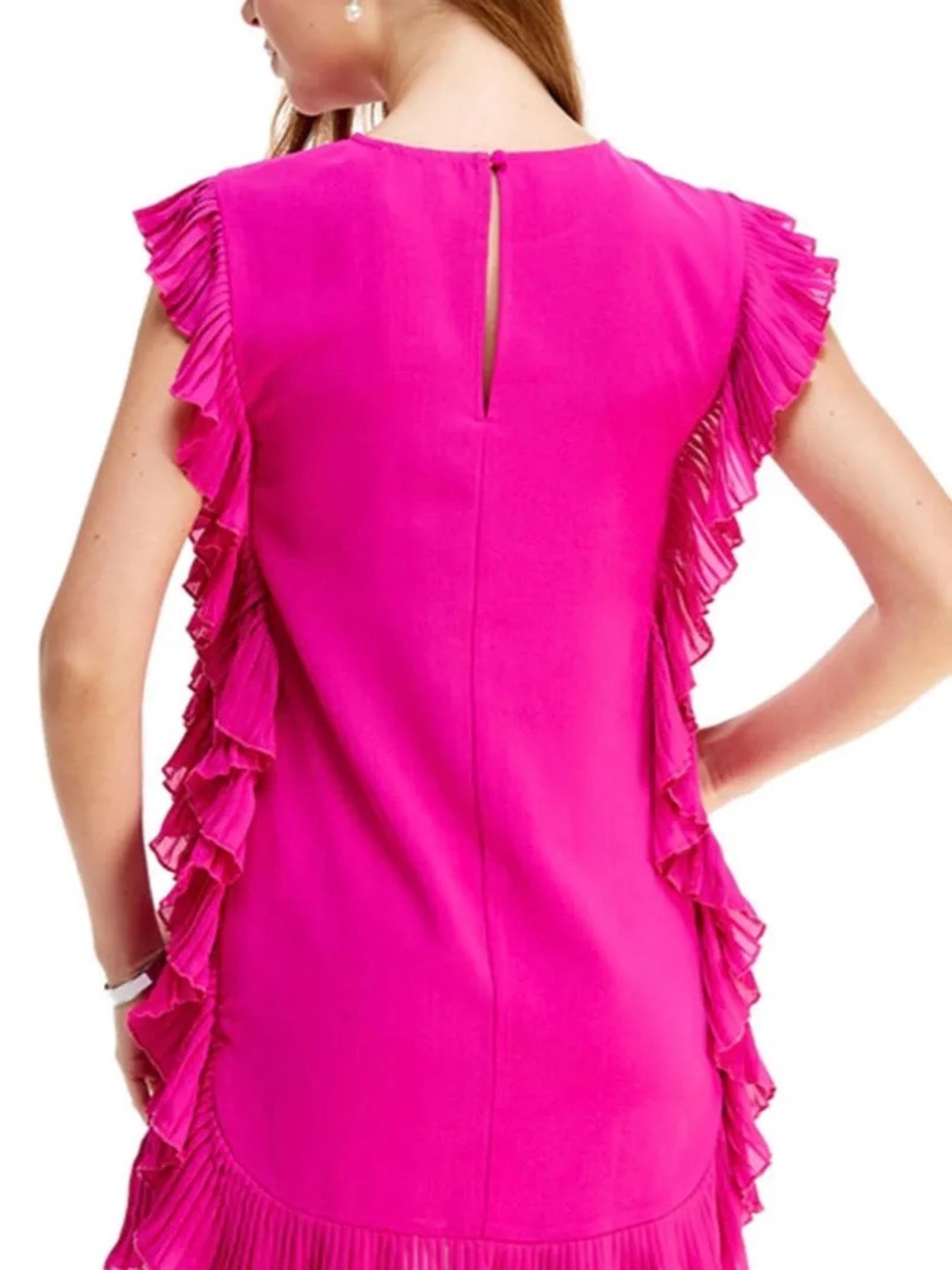 TCEC Bright Pink Ruffle Shift Dress - Picture 3 of 7